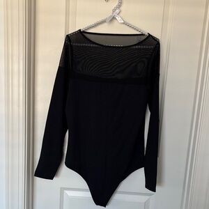 Black Long Sleeve Bodysuit with Sheer Detail. NWT. Abercrombie & Fitch. Sz L